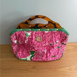 Lilly Pulitzer Pink and Green Floral Clutch